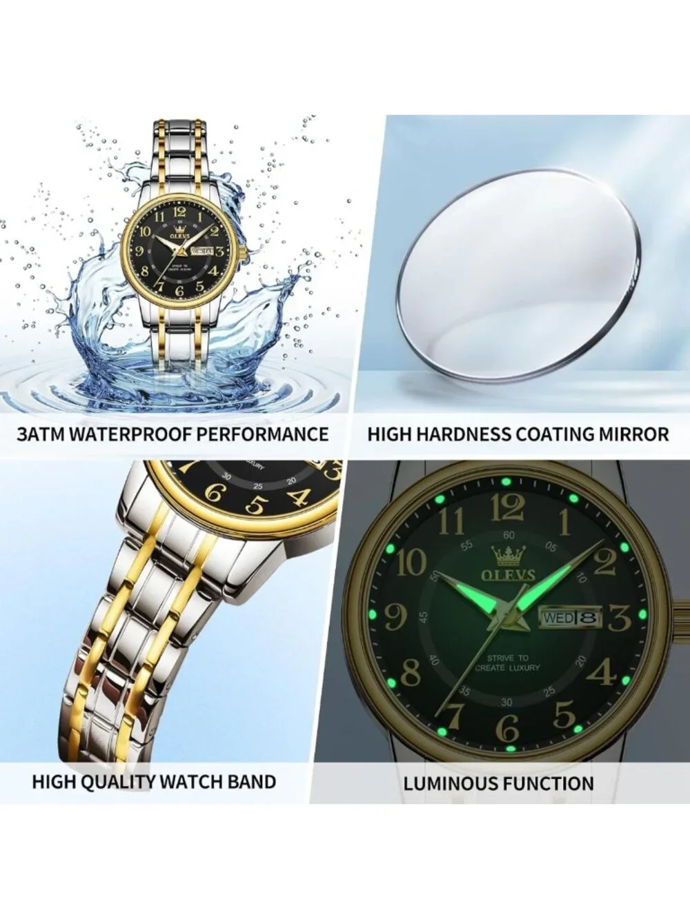 Stylish Women's Dress Watch - 30M Waterproof, Long Band for Medium Wrists